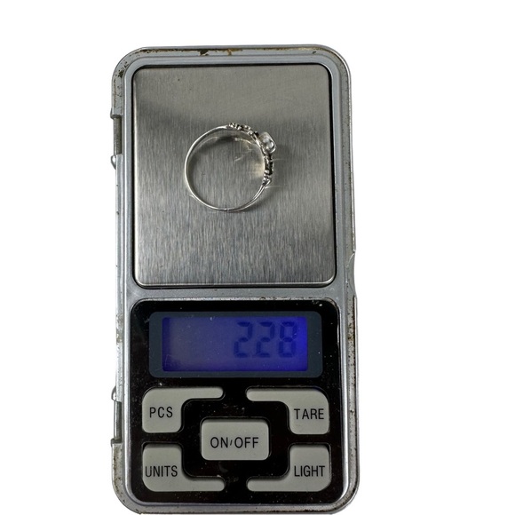 Vtg Sterling Silver Leaf Reposse Lapis Cabochon Band Ring Sz 9.25 Southwest Boho - Picture 8 of 15